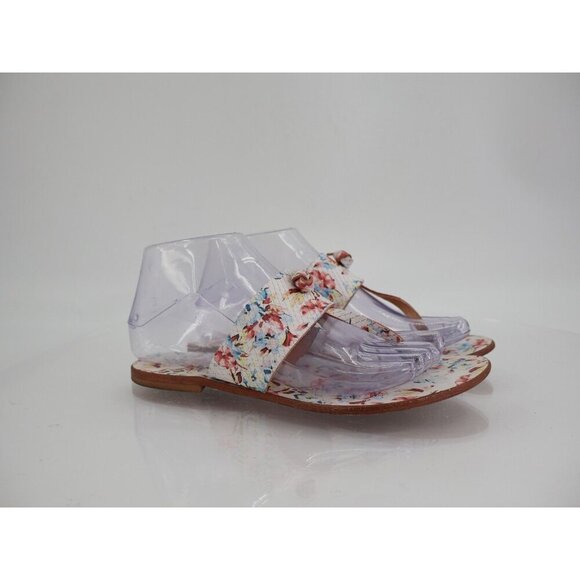 Joie A La Plage Sandals 37 7 Nice Thong Flip Flops Floral Multi Leather Open Toe - Picture 1 of 8